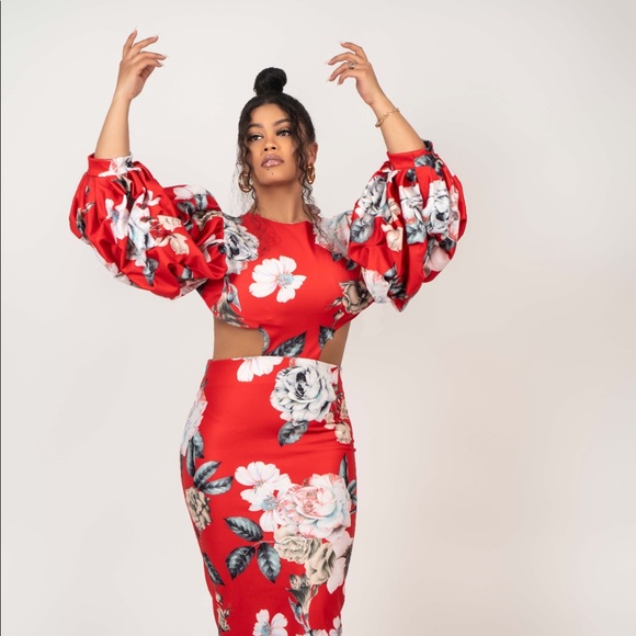 Prom handmade floral Gown